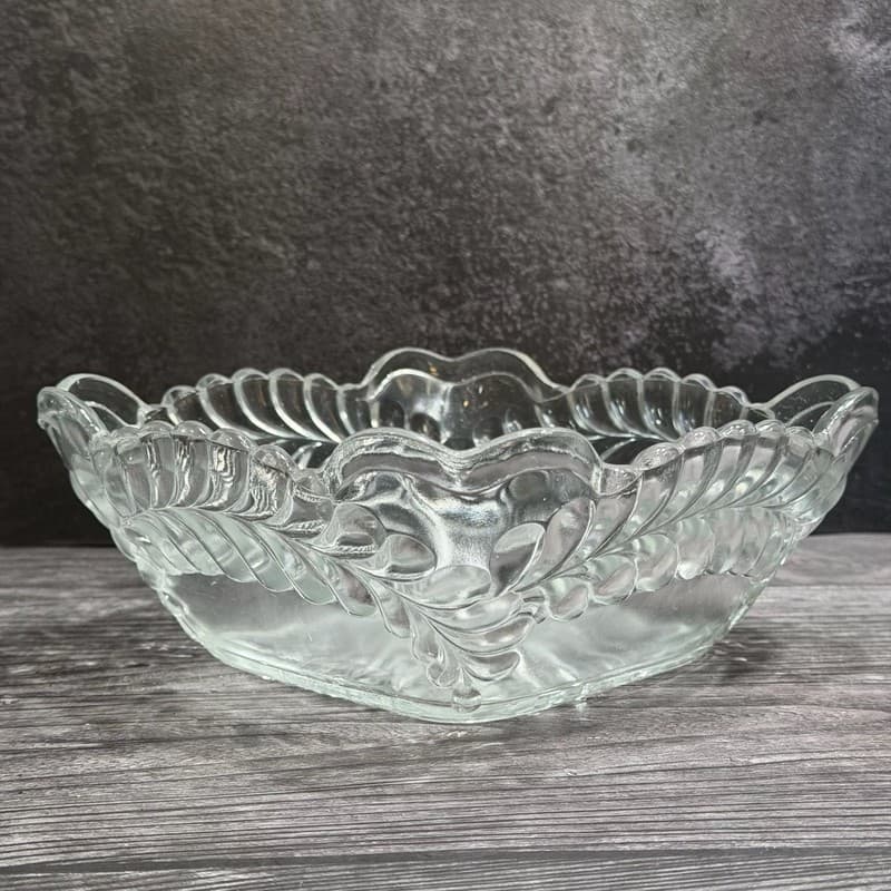 Antique Adams and Company Plume Pattern EAPG Square Master Berry Bowl UV Reactiv - Thumbnail 16