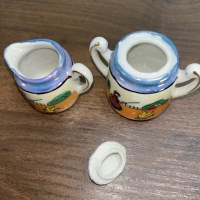 Vintage Japanese Lusterware Miniature Porcelain Tea Set Collectible 15 Pcs - Thumbnail 10
