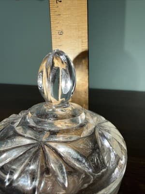 Vintage Anchor Hocking Clear Prescut Glass Star of David Sugar Bowl w/ Lid - Thumbnail 11
