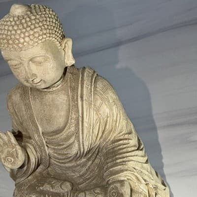 Vintage Buddha Meditating Marble Resin Statue Figurine 6” - Thumbnail 7
