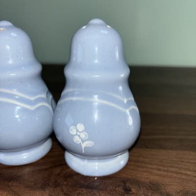 Vintage Pfaltzgraff USA “Bouquet Gazebo” Blue Salt & Pepper Shakers - Thumbnail 3