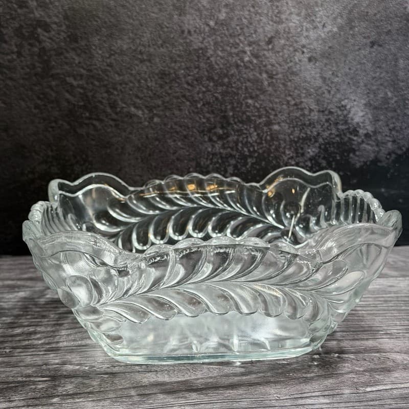 Antique Adams and Company Plume Pattern EAPG Square Master Berry Bowl UV Reactiv - Thumbnail 15