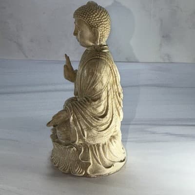Vintage Buddha Meditating Marble Resin Statue Figurine 6” - Thumbnail 9