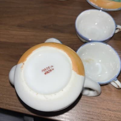 Vintage Japanese Lusterware Miniature Porcelain Tea Set Collectible 15 Pcs - Thumbnail 19