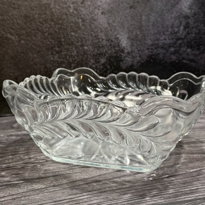Antique Adams and Company Plume Pattern EAPG Square Master Berry Bowl UV Reactiv