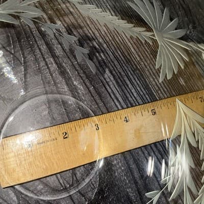 Etched Leaves And Flowers On Round Glass Crystal Flower Vase Rose Bowl Vintage - Thumbnail 11