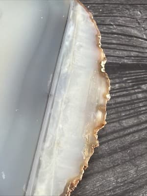 Vintage Gray Geode Brass Large Paper Clip Recipe Or Note Holder Desk Stone - Thumbnail 8