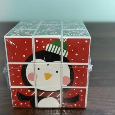 Christmas Santa Cube & Rubik's Vintage Puzzle Toy New Santa Snowman Penguin - Thumbnail 3