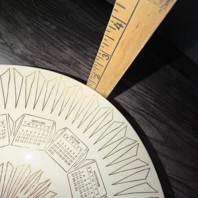 Vintage 1960 Calendar 10" Plate Gold Decoration on Cream Bowling Green OH Jewler - Thumbnail 13