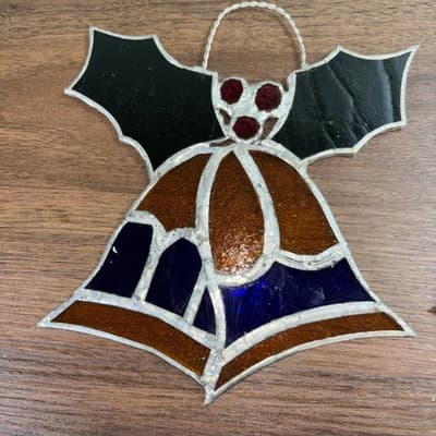 Vintage Stained Glass Christmas Bells With Holly Sun Catcher 5.5" x 5.5" (2) - Thumbnail 6