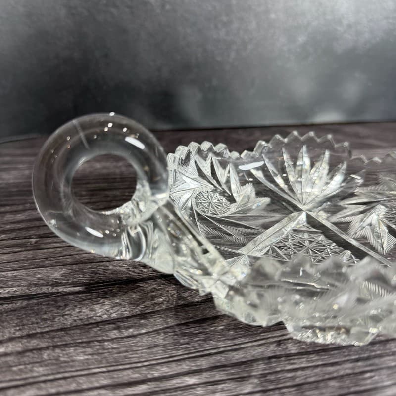 AMERICAN BRILLIANT PERIOD (ABP) CUT GLASS "NAPPY" DISH, STARBURST & FANS - Thumbnail 6