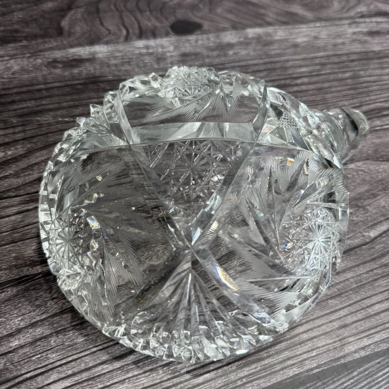 AMERICAN BRILLIANT PERIOD (ABP) CUT GLASS "NAPPY" DISH, STARBURST & FANS - Thumbnail 10
