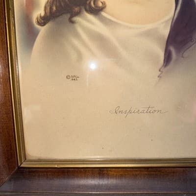 1941 Jesus Print “Inspiration” McConnell S P Co Frame 16.5x13.5 Vtg - Thumbnail 3