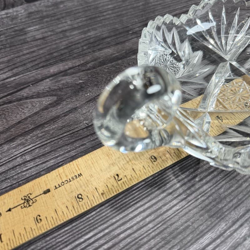 AMERICAN BRILLIANT PERIOD (ABP) CUT GLASS "NAPPY" DISH, STARBURST & FANS - Thumbnail 12