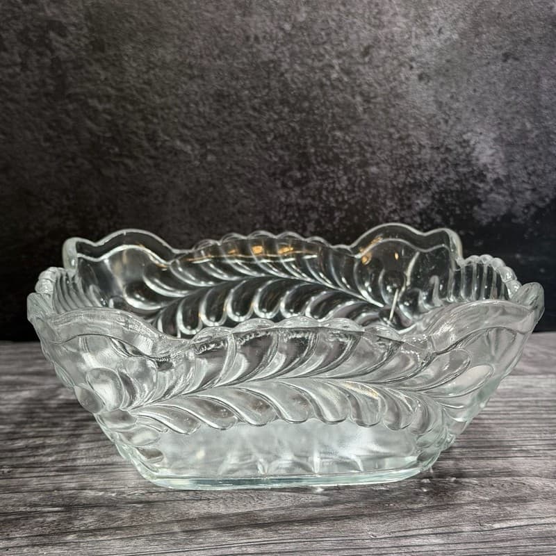 Antique Adams and Company Plume Pattern EAPG Square Master Berry Bowl UV Reactiv - Thumbnail 20