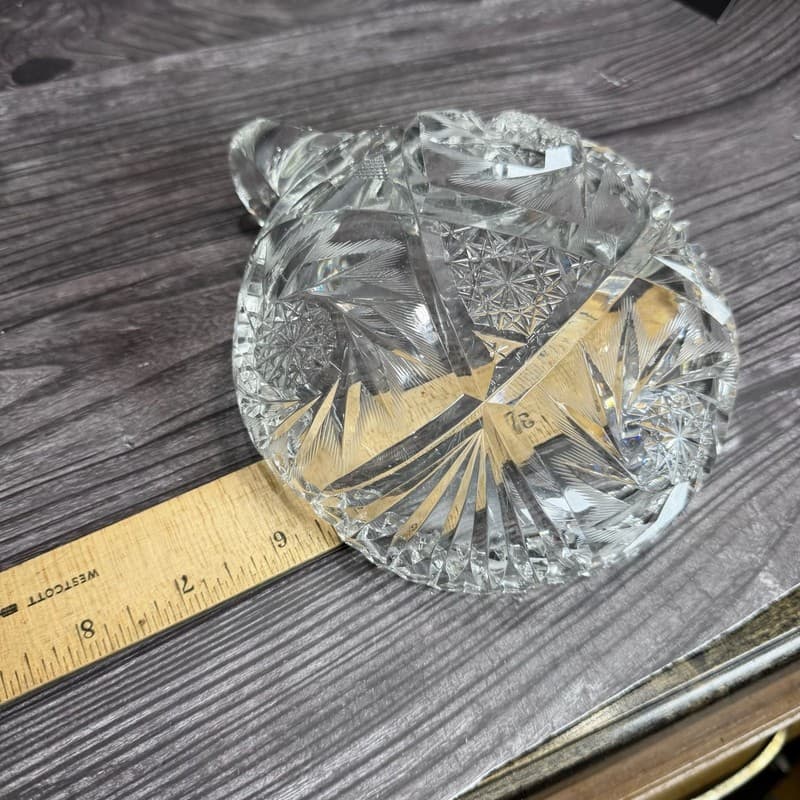 AMERICAN BRILLIANT PERIOD (ABP) CUT GLASS "NAPPY" DISH, STARBURST & FANS - Thumbnail 14