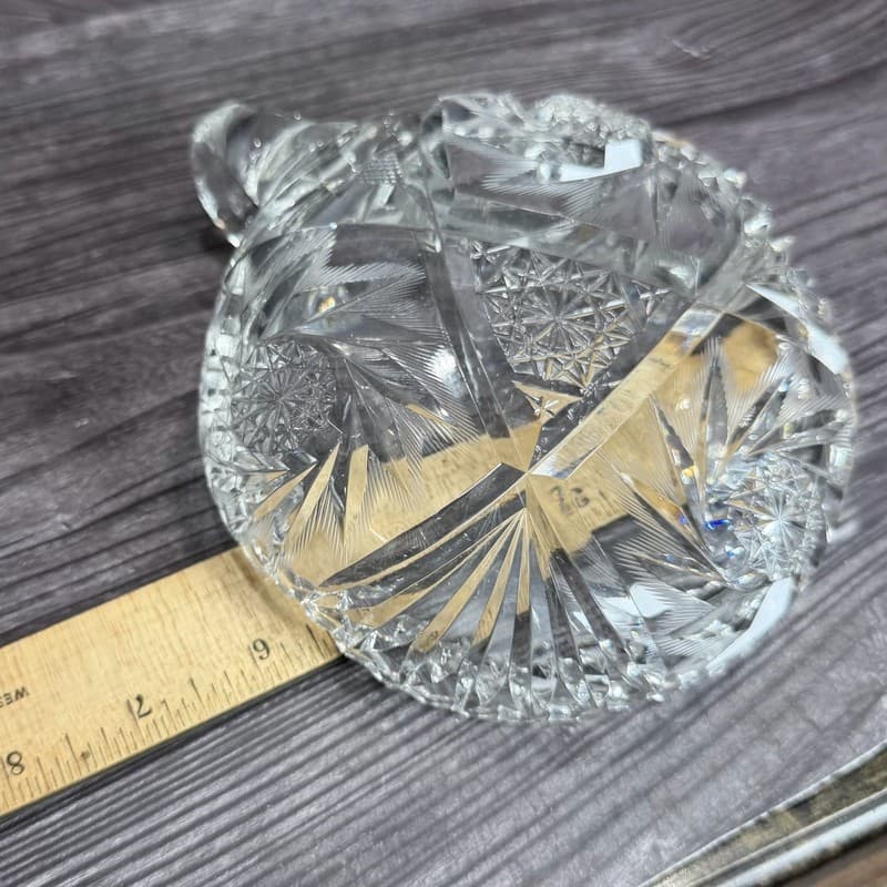 AMERICAN BRILLIANT PERIOD (ABP) CUT GLASS "NAPPY" DISH, STARBURST & FANS - Thumbnail 11