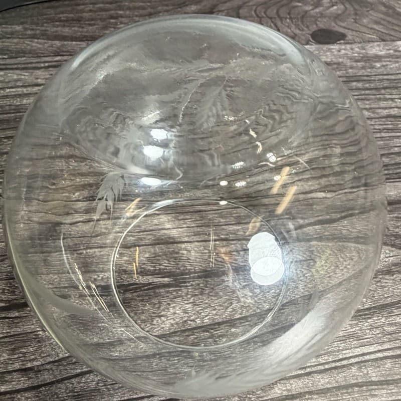 Vintage Hand-Engraved Wheat Grain Etched Crystal Rose Bowl Vase Rose Bowl - Thumbnail 5