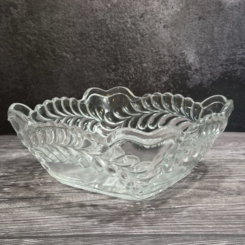 Antique Adams and Company Plume Pattern EAPG Square Master Berry Bowl UV Reactiv - Thumbnail 19