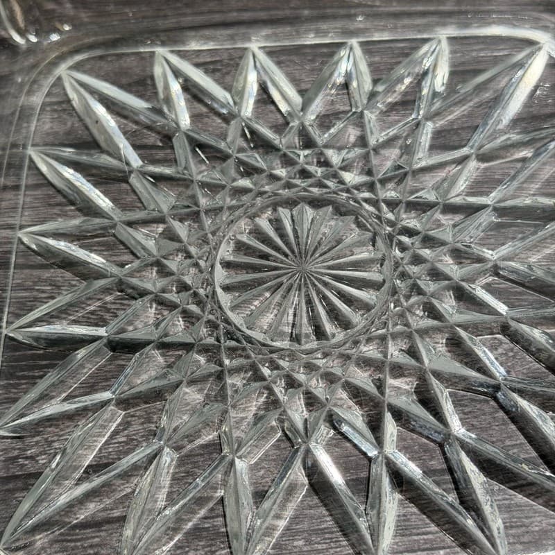 Antique Adams and Company Plume Pattern EAPG Square Master Berry Bowl UV Reactiv - Thumbnail 13