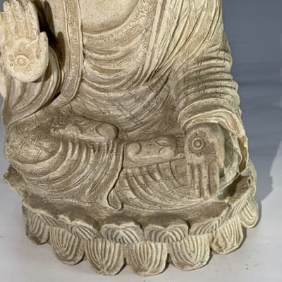 Vintage Buddha Meditating Marble Resin Statue Figurine 6” - Thumbnail 6