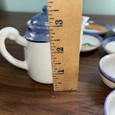 Vintage Japanese Lusterware Miniature Porcelain Tea Set Collectible 15 Pcs - Thumbnail 22