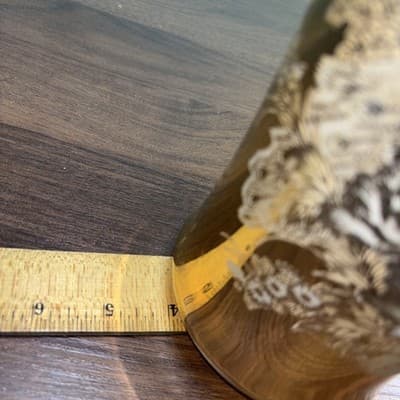 Vintage Etched Floral Peacock Gold Color Tall Vase Made In Japan Flowers - Thumbnail 14
