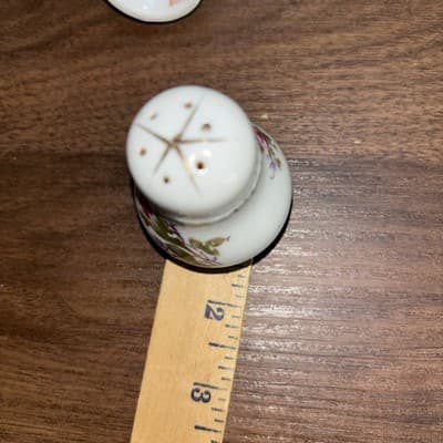 Vtg Pompadour Rose - Japan - Salt & Pepper Shaker White Gold And Pink - Thumbnail 8