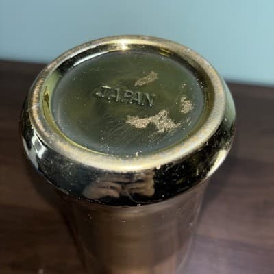 Vintage Etched Floral Peacock Gold Color Tall Vase Made In Japan Flowers - Thumbnail 10