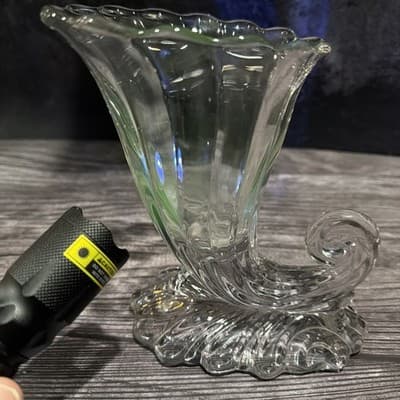 Vintage Heisey Warwick No. 1428 7" Cornucopia Vase Magnesium Swirls Trumpet Top - Thumbnail 6