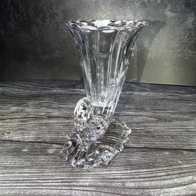 Vintage Heisey Warwick No. 1428 7" Cornucopia Vase Magnesium Swirls Trumpet Top - Thumbnail 4