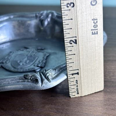 Vintage Oneida Portugal Pewter Dish Cross Crest Deus Super Omnia GOD OVER ALL - Thumbnail 14