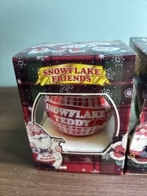 Vintage Snowflake Friends Christmas Ornament 3” - Boxed Set Of 2 Santa And Be - Thumbnail 2