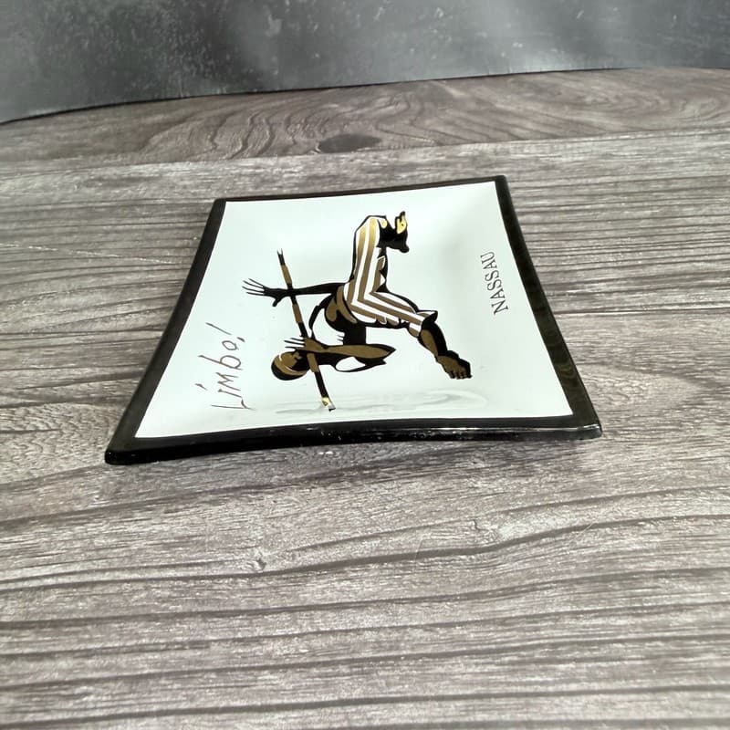 Vintage Mid-Century Nassau Limbo Smoked Glass Souvenir Trinket Tray - Thumbnail 3