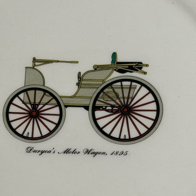 Harker Pottery Co. Duryea's Motor Wagon 1895 Collector Plate 6.25" 22KT Gold Tri - Thumbnail 2