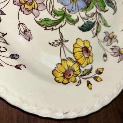 Vintage Vernon Kilns Oval Serving Platter 14” May Flower; Made USA Hand Paint - Thumbnail 4