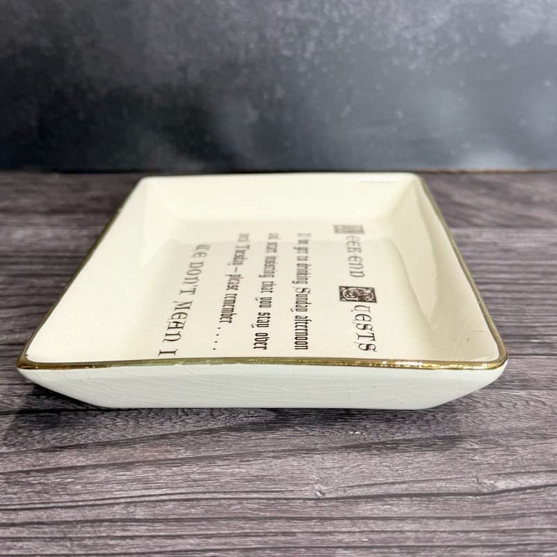 Delano Studios Vintage Ceramic Weekend Guests Humorous Trinket Tray Wall Plaque - Thumbnail 11