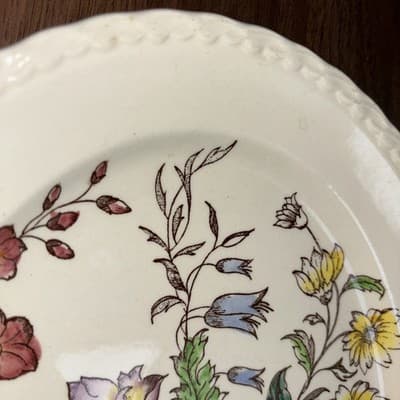 Vintage Vernon Kilns Oval Serving Platter 14” May Flower; Made USA Hand Paint - Thumbnail 6