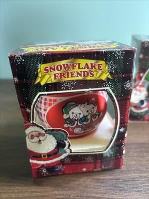 Vintage Snowflake Friends Christmas Ornament 3” - Boxed Set Of 2 Santa And Be - Thumbnail 4