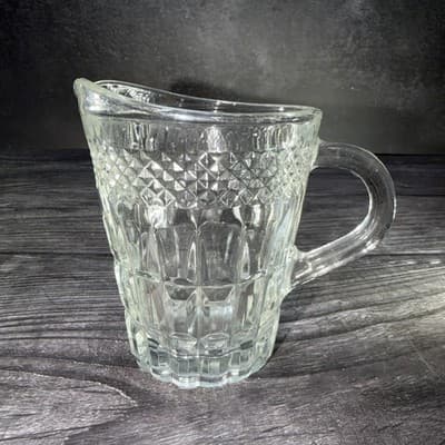 Covetro Italy Glass 8oz Creamer Or Miniature Childs Pitcher 4” Clear Glass - Thumbnail 3