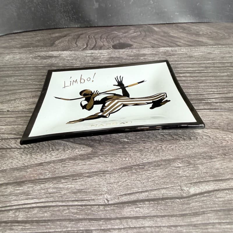 Vintage Mid-Century Nassau Limbo Smoked Glass Souvenir Trinket Tray - Thumbnail 2