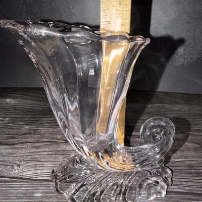 Vintage Heisey Warwick No. 1428 7" Cornucopia Vase Magnesium Swirls Trumpet Top - Thumbnail 8