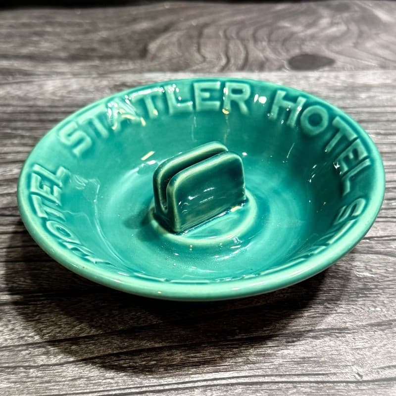 Vintage Hotel Statler Teal Green Ceramic Matchbook Holder Dish - Thumbnail 4
