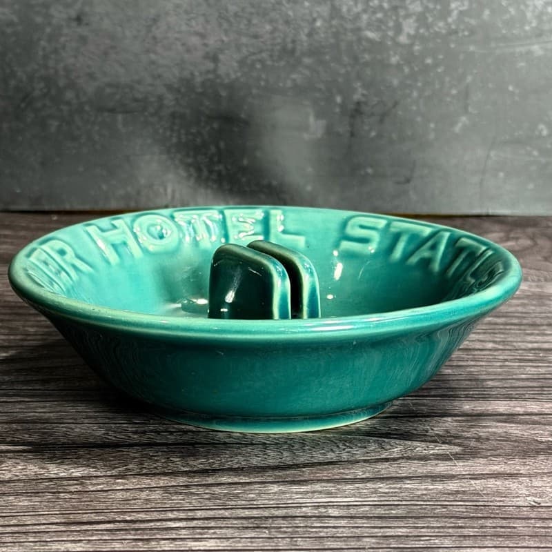 Vintage Hotel Statler Teal Green Ceramic Matchbook Holder Dish - Thumbnail 7