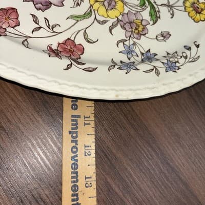Vintage Vernon Kilns Oval Serving Platter 14” May Flower; Made USA Hand Paint - Thumbnail 10
