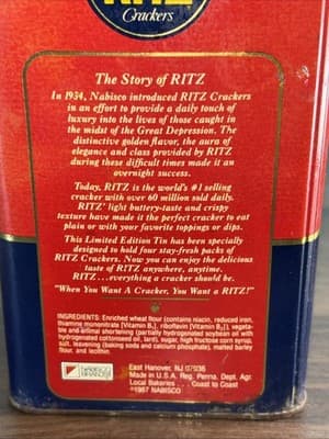 Vintage 1987 Nabisco Ritz Crackers Limited Edition Collector Metal Tin Container - Thumbnail 6