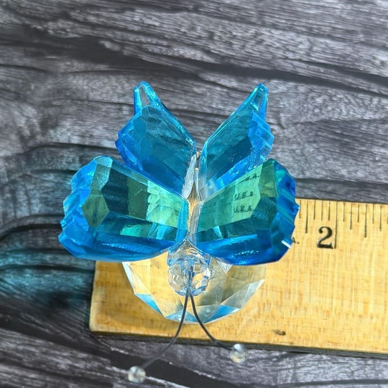 Butterfly crystal cut blue figurine miniature - Thumbnail 9