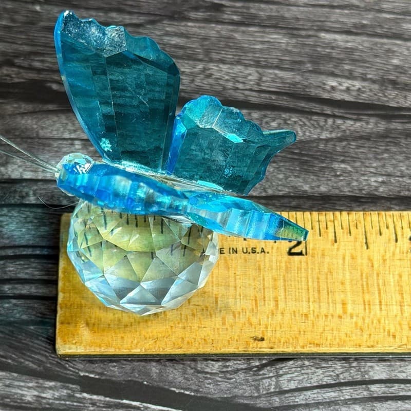 Butterfly crystal cut blue figurine miniature - Thumbnail 10