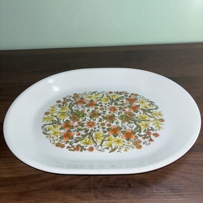 Vintage 12" Corelle Corning Ware Indian Summer Oval Serving Platter Tray Floral - Thumbnail 2