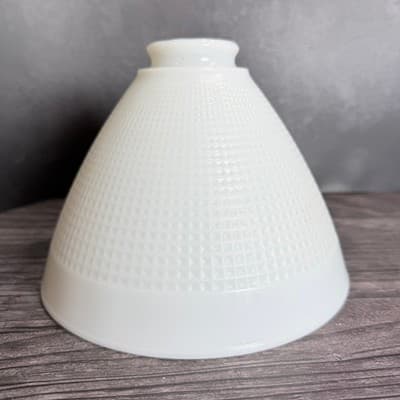 Vintage White Milk Glass Lamp Shade Diamond Point Cone Replacement 2.25 Fitter